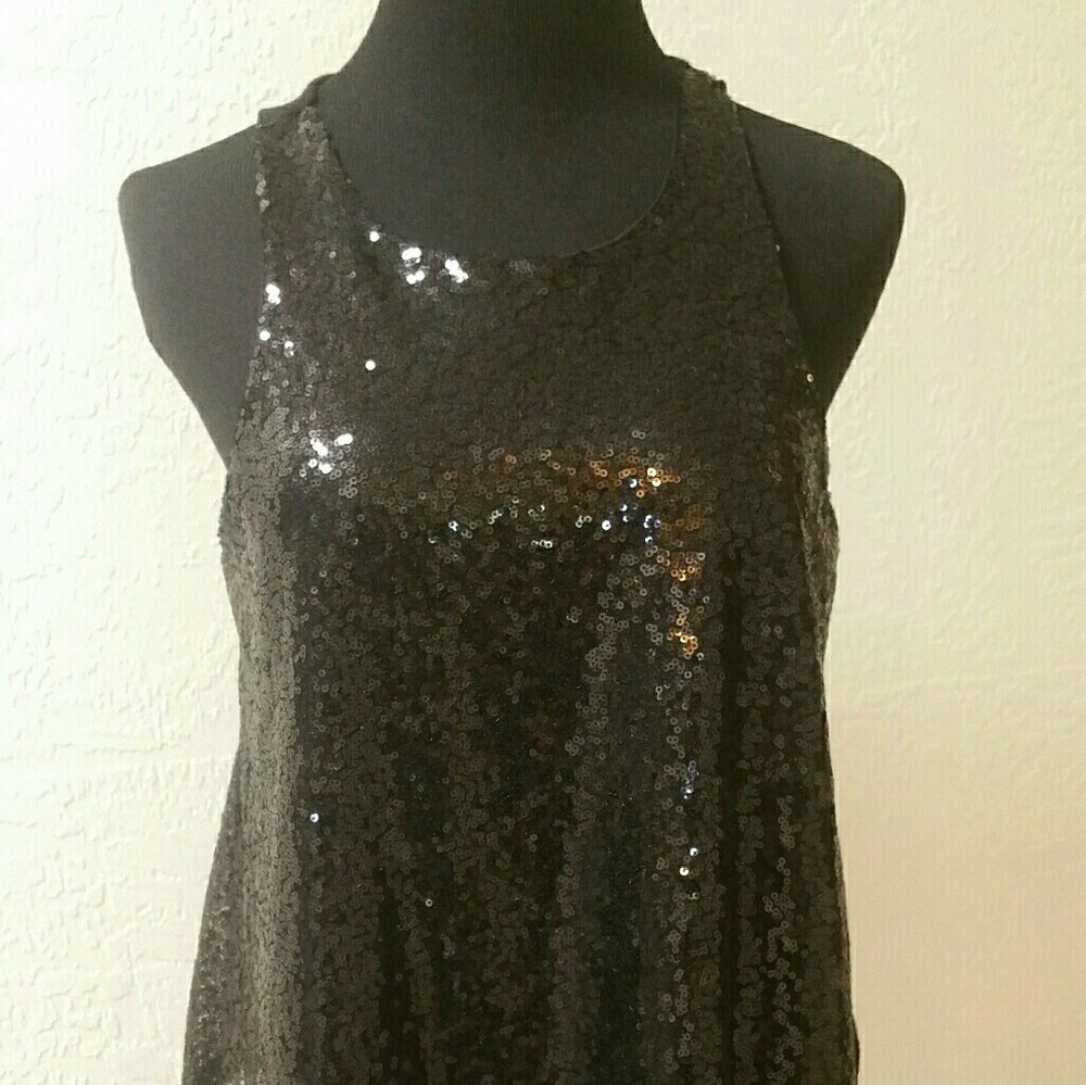 Black/Gunmetal Sequin Top